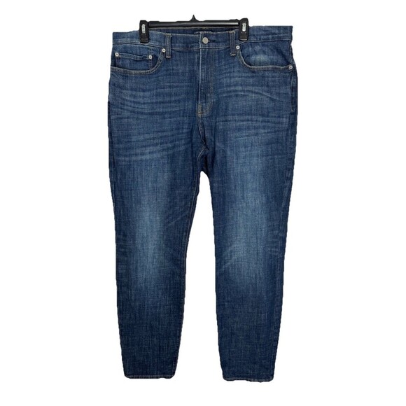 Lucky Brand 121 Slim Straight Jeans Mens 38x32 Blue Denim Dark Wash Stretch - Picture 2 of 11